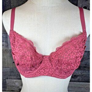 Victorias Secret Body by Victoria Lace Unlined Demi Bra Maroon 36DD EUC MINT